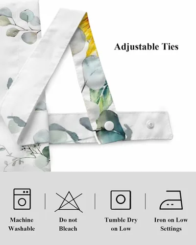 Vista 5 de Cortinas florales pequeñas para ventana de baño y cocina, 1 paquete de cortinas aislantes térmicas con lazos de 60 x 18 pulgadas, girasoles, abejas