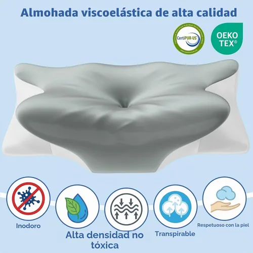 Vista 4 de Almohada cervical cervical para aliviar el dolor y dormir, almohada ergonómica de postura para el cuello, espuma viscoelástica refrescante, almohada