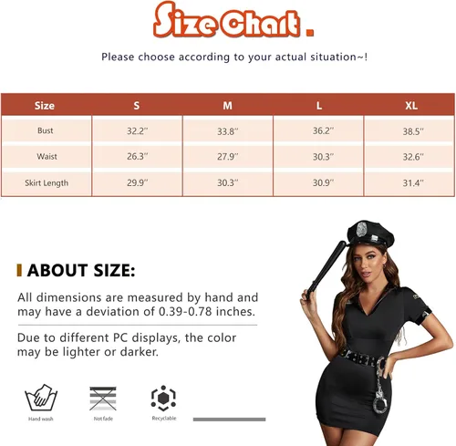 Vista 6 de JMwapar Women's Police Costume Sexy Halloween Costumes Dress up Police Set 5PCS Adult Cosplay Cop Uniforms Outfit for Women