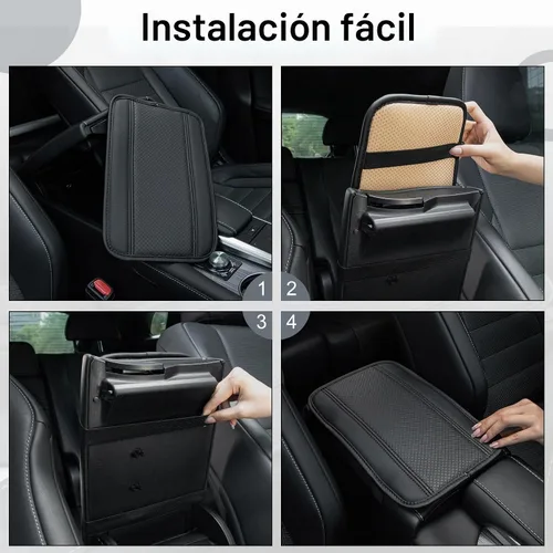Vista 3 de Amiss - Funda para consola central automóvil, impermeable, ajuste universal, protector de reposabrazos de cuero sintético, accesorios