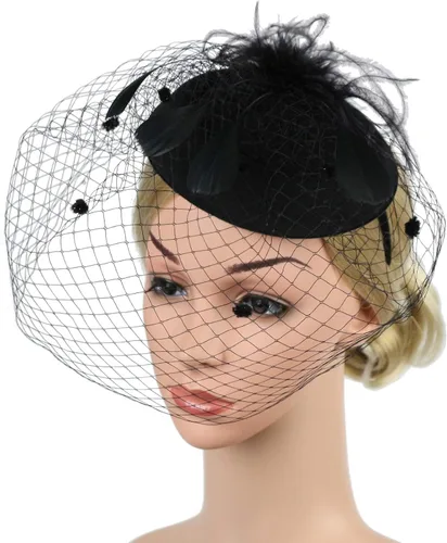 Vista 4 de Toliebe Tocado vintage con velo para mujer, con clip para fiesta de té, bodas, cócteles