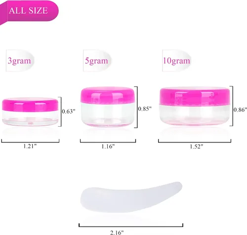 Vista 2 de 100 piezas de 5 gramos de envases de muestra, tarros vacíos de 5 ml con tapas, envases cosméticos pequeños, tarros de muestra mini con 8 piezas