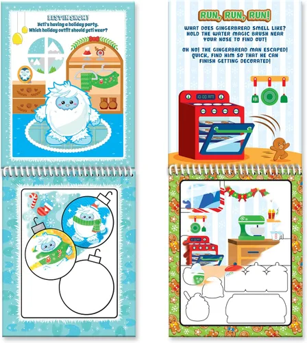 Vista 7 de Scentco Holiday Water Magic (2 Pack - Candy Cane & Gingerbread) - Libros de actividad reutilizables con revelación de agua gourmet patentados