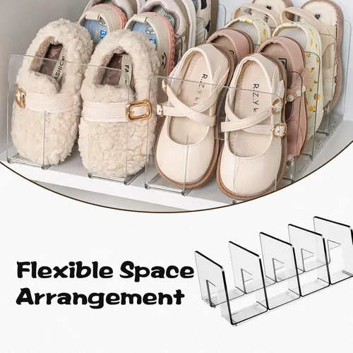 Vista 3 de Zapatero de acrílico transparente para niños, zapatero pequeño, organizador de zapatos de bebé, organizador de zapatos para niños con 4 secciones