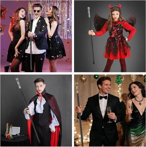 Vista 7 de Bastón de proxeneta, bastones de plástico para hombre, accesorios de disfraz de bastón de caminar, accesorios de disfraz, personal de Halloween