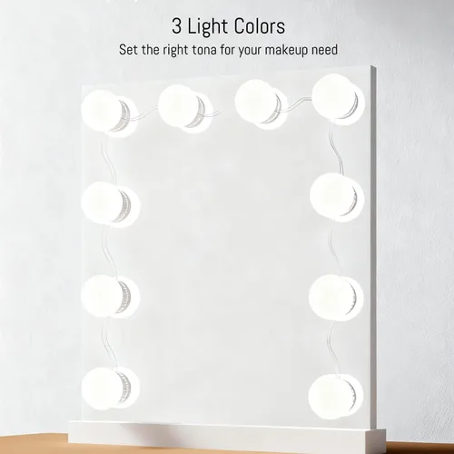 Vista 5 de Luces LED de espejo de tocador estilo Hollywood, luz de relleno USB, temperatura de color ajustable y brillo, adecuada para espejo de cuerpo