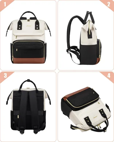 Vista 5 de LOVEVOOK Mochila de moda para mujer, Beige-negro-marrón, Elegante