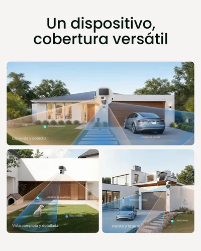 Vista 3 de eufy Security eufyCam S4, kit de 2 cámaras, 4K solar, PTZ de 3 lentes, sistema inalámbrico