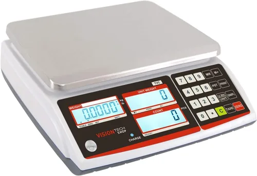 Vista 2 de VisionTechShop TVC-6 Báscula de conteo para piezas y monedas, Lb/Kg conmutable, capacidad de 6 libras, legibilidad de 0.0002 libras