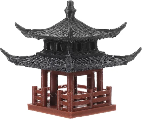 Vista 10 de SUPVOX Decoración de estatua en miniatura del pabellón chino de 1.45 x 1.29 x 1.29 pulgadas, figura de jardín para jardín de hadas, bonsái