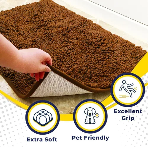 Vista 2 de Muddy Mat® Tapete súper absorbente de agua para interiores, de microfibra de secado rápido, tapete antideslizante para puerta principal, tapete