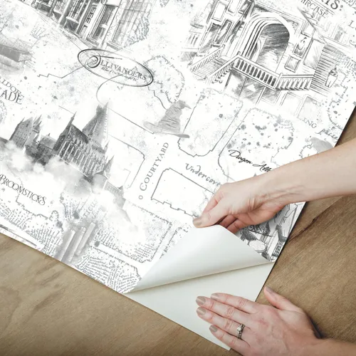 Vista 5 de RoomMates RMK12353PL Harry Potter Mapa Blanco Papel Tapiz Pelar y Pegar
