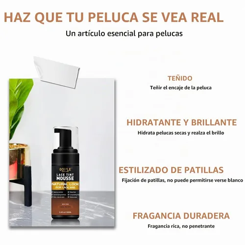 Vista 2 de Kit completo de pegamento de encaje con mousse de tinte de encaje, pegamento de peluca en aerosol de fusión de encaje para pelucas y postizos