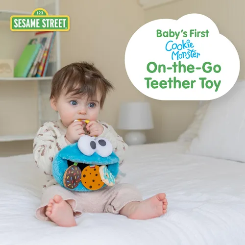 Vista 2 de Kids Preferred Sesame Street Cookie Monster On The Go - Juguete de actividad con mordedor de silicona, sonidos arrugados y sonajero para bebés