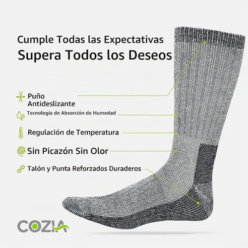 Vista 4 de COZIA Calcetines de lana merino para hombres y mujeres, calcetines térmicos cálidos para senderismo, 3 pares A35-carbón