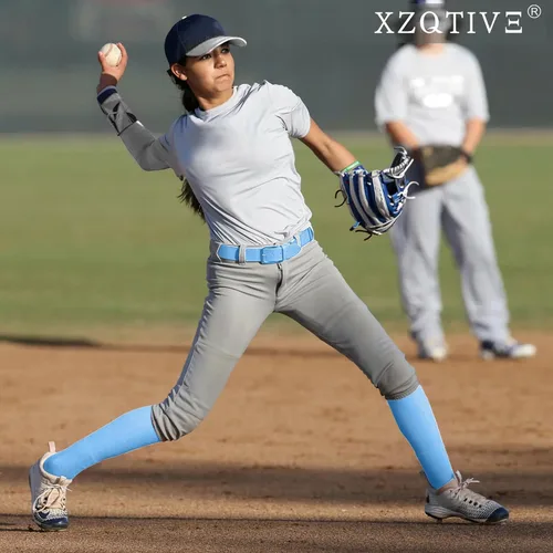 Vista 3 de XZQTIVE Conjunto combinado de calcetines de béisbol y softbol y cinturón de béisbol y sóftbol, calcetines de fútbol hasta la rodilla para niños