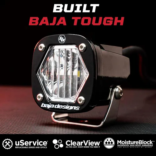 Vista 5 de Baja Designs Cápsulas de luz auxiliar LED S1 - Ajuste universal con arnés de cableado, 2 LED (esquina ancha; ámbar)