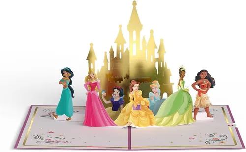 Vista 4 de Lovepop - Tarjeta desplegable de Disney Princess Dreams Come True – Tarjeta de felicitación de cuento de hadas del castillo 3D para niñas, niños