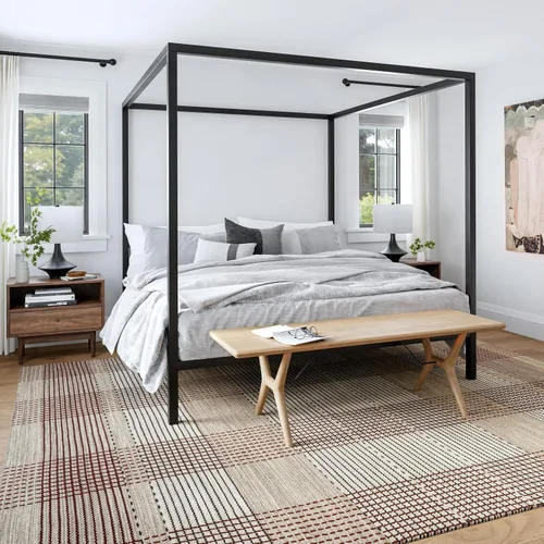 Vista 7 de Rugs USA Alfombra de lana con bloques de color azul Jay de 5 x 8 pulgadas, alto tráfico para sala de estar, dormitorio, oficina, entrada, pasillo
