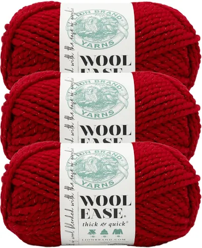 Vista 202 de Lion Brand Yarn - Ovillo de lana Wool-Ease Thick & Quick color fuerza aérea Super Bulky Wool Acrylic Blend Fiber for Soft Hats, Sweaters, Chunky
