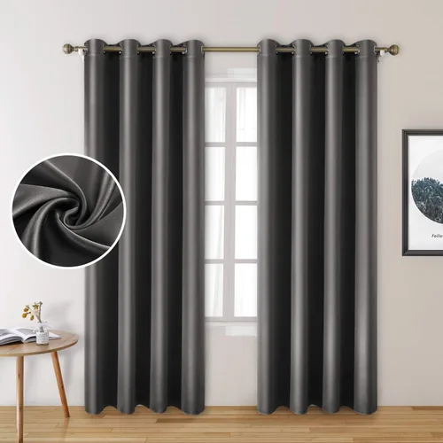 Vista 18 de HOMEIDEAS 2 paneles de cortina de seda sintética, cortinas opacas para dormitorio
