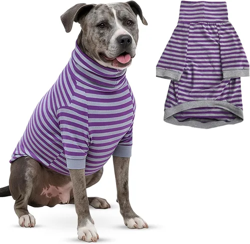Vista 14 de Tooth & Honey Camisa para perros grandes, transpirable, de algodón y elastano, con cobertura completa debajo del vientre, para aliviar alergias