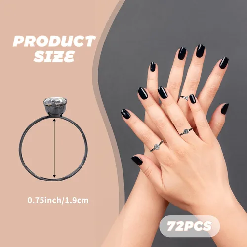 Vista 2 de Whaline 72 anillos de diamantes para despedida de soltera, anillos de compromiso ajustables para decoración de mesa de boda, juego de despedida
