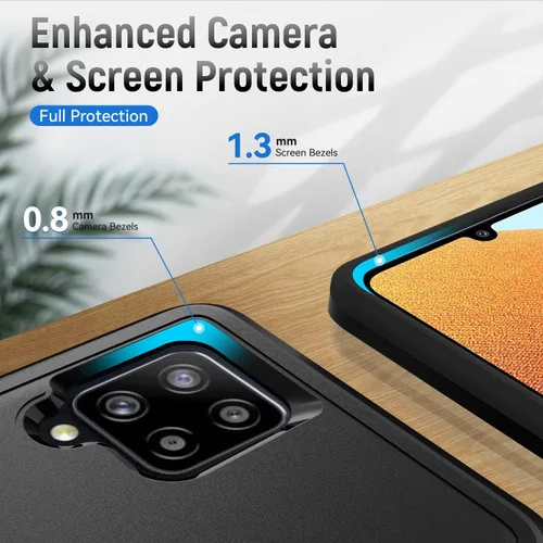 Vista 5 de Funda para Samsung Galaxy A42 5G con anillo de soporte, resistente protección de grado militar a prueba de golpes para Galaxy A42 5G Funda de Negro