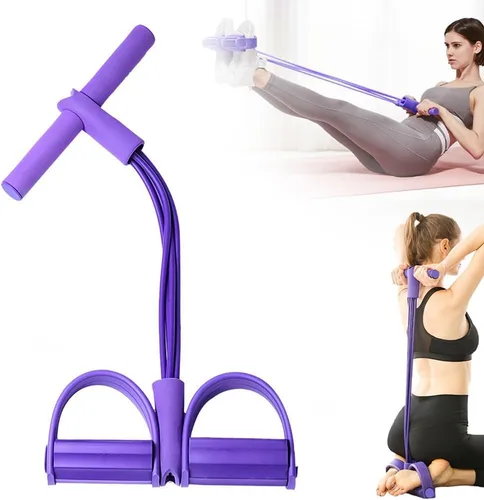 Vista 8 de 21 Bandas de Resistencia para Fitness - 4 Tubos, Pedal de Tobillo, Banda Elástica de Resistencia con Pedal de Yoga, Bandas de Estiramiento