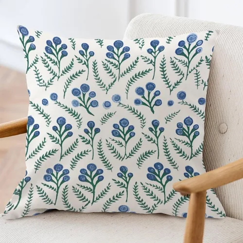 Vista 3 de ArogGeld Funda de cojín decorativa de flor de loto azul y verde pavo real, diseño botánico floral azul de loto azul, estilo asiático, chinoiserie