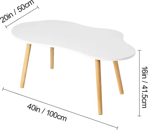 Vista 2 de Mesa de centro pequeña, en forma de nube, mesa baja con nubes irregulares, mesa auxiliar de madera para sofá, mesa de té moderna de mediados