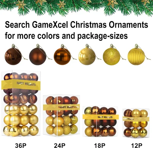 Vista 7 de Esferas pequeñas de Navidad de bronce y dorado de 1.6 pulgadas, adornos para decoración de árbol de Navidad, bolas colgantes inastillables