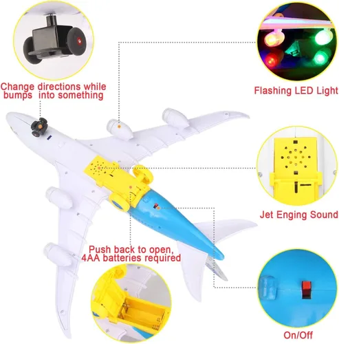Vista 5 de Liberty Imports Transbordador espacial eléctrico de avión transportador de juguete de acción para niños Bump and Go - Modelo grande Jumbo Jet