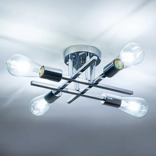 Vista 13 de ZGLAOJT Lámpara de techo semiempotrada de 4 luces, color negro mate con base E26, candelabro moderno para casa de campo, cocina, comedor