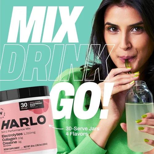 Vista 9 de Harlo - Mezcla de bebidas con electrolitos de colágeno y creatina - Sabor a sal de pomelo - Polvo hidratante para antes y después del entrenamiento