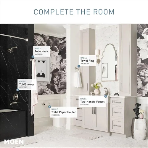 Vista 6 de Moen Halle Spot Resist 84971SRN 84971SRN - Grifo de lavabo de baño con dos manijas de níquel cepillado (paquete de 2)