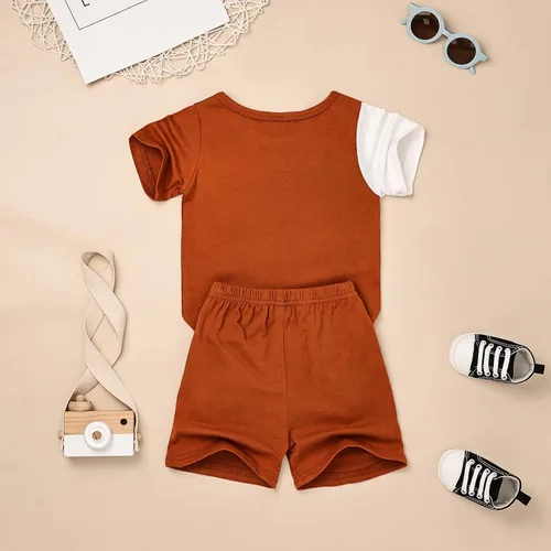 Vista 3 de Ropa para bebé niño pequeño, trajes de verano de manga corta, camiseta y pantalones cortos, conjunto de ropa para niños de 12 meses a 4 años