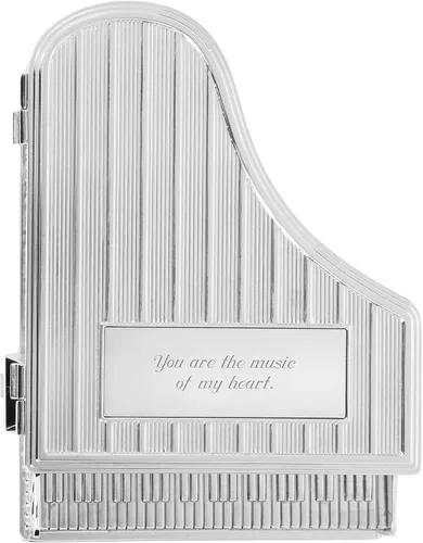 Vista 5 de THINGS REMEMBERED Caja de música grabada en forma de piano en tono plateado (personalización gratuita)