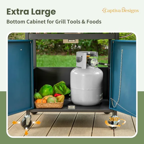 Vista 5 de Captiva Designs Parrilla de barbacoa de gas propano de 4 quemadores con quemador lateral y rejillas de hierro fundido esmaltado de porcelana, salida