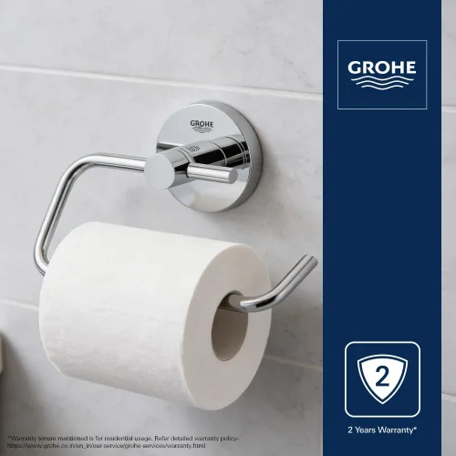 Vista 2 de GROHE 40689001 Essentials - Soporte para papel higiénico montado en la pared, color cromado Starlight