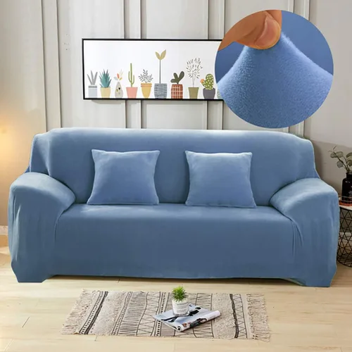 Vista 13 de Funda de terciopelo ultra suave para sofá de colores lisos, elastano elástico para sofá biplaza protección de muebles, fundas antideslizantes a