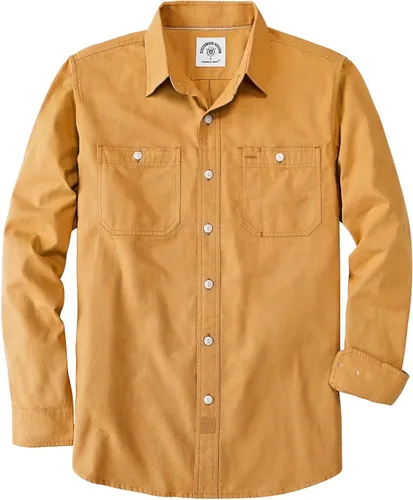 Vista 18 de Dubinik® Chambray - Camisa de trabajo de algodón de manga larga para hombre, con 2 bolsillos, casual, con botones