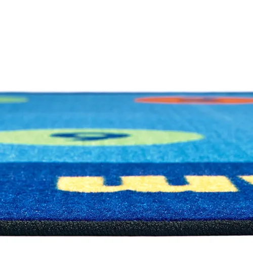 Vista 2 de Alfombras para niños KID$Value Plus 72.98 Circletime Alfombra de aula de aprendizaje temprano de 6 x 9 pies, ovalada, azul