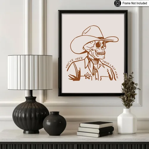 Vista 165 de Poster Master Póster de You've Yeed Your Last Haw - Impresión retro de vaquero marrón - Arte occidental - Arte moderno - Arte del salvaje oeste