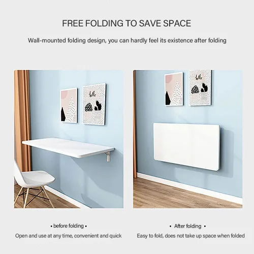 Vista 5 de Mesas plegables, banco de trabajo plegable para montar en la pared, mesa de madera montada en la pared, soporte resistente, mesa de pared estable