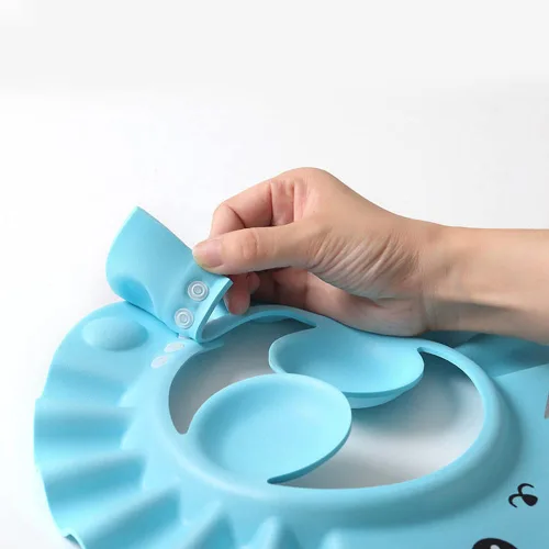 Vista 4 de Gorro de champú para bebé, impermeable, gorra de baño ajustable, sombrero de visera con silenciador de orejas para bebés y niños pequeños