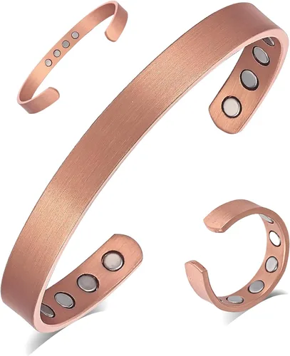 Vista 8 de MagEnergy Pulsera de cobre para hombres y mujeres, 99.9% de cobre puro brazalete magnético con 8 imanes de 3500 Gauss, regalo de joyería ajustable