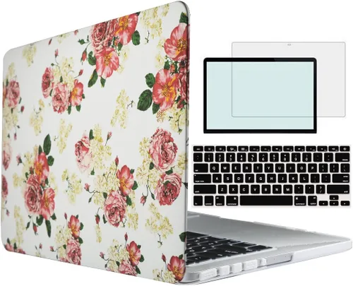 Vista 12 de Funda compatible con MacBook Pro de 13 pulgadas con CD-ROM modelo A1278 versión 2008-2012, carcasa rígida 4 en 1 de plástico a presión con protector