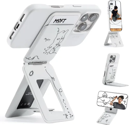 Vista 39 de MOFT Soporte de trípode para teléfono para iPhone, soporte para iPhone multiángulo, soporte para teléfono ligero y portátil, imanes fuertes, cuero