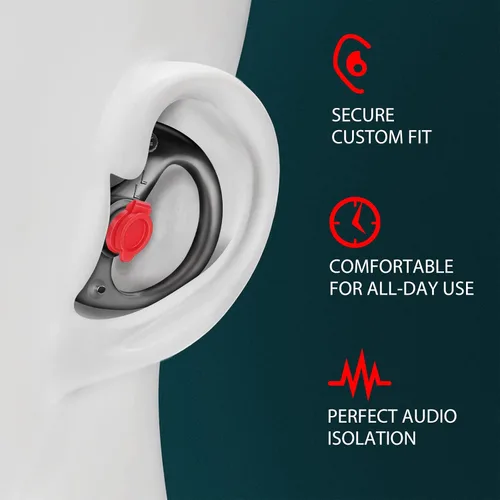 Vista 4 de Zeadio Auricular de triple brida, cómodo tapón de silicona para oído – grande, par de 4, negro